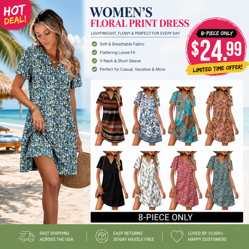 Summer Dress Dresses for Women 2026 Casual Summer V Neck  Dress❤️