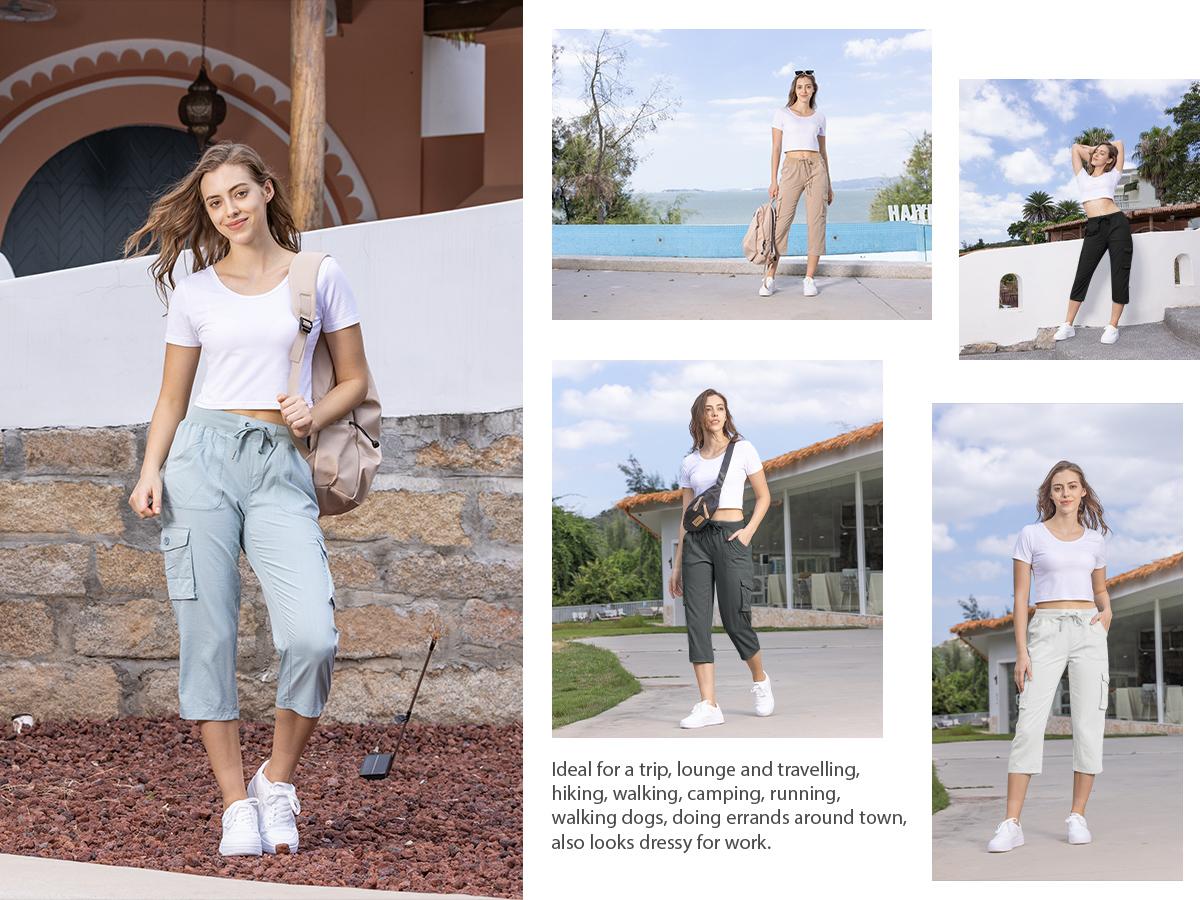 Women's Plus Size Cargo Capri Pants – Lightweight Loose Fit Summer Pants💖