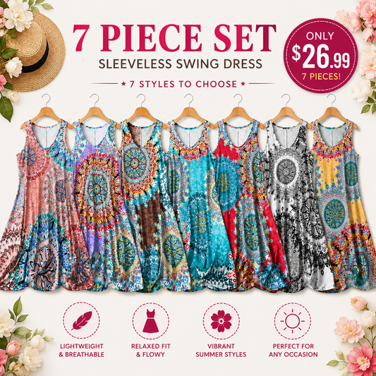 Women's Plus Size Boho Floral Print Tank Dress – Casual Sleeveless Loose Summer Vacation Dress